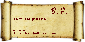 Bahr Hajnalka névjegykártya